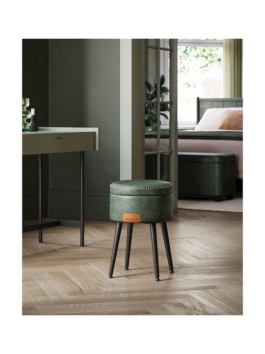 Stool For Living Room Upholstered with Leatherette Green