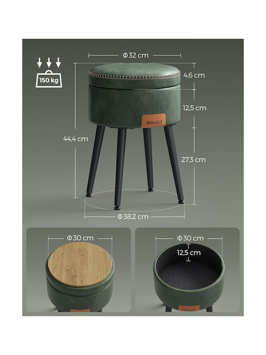 Stool For Living Room Upholstered with Leatherette Green