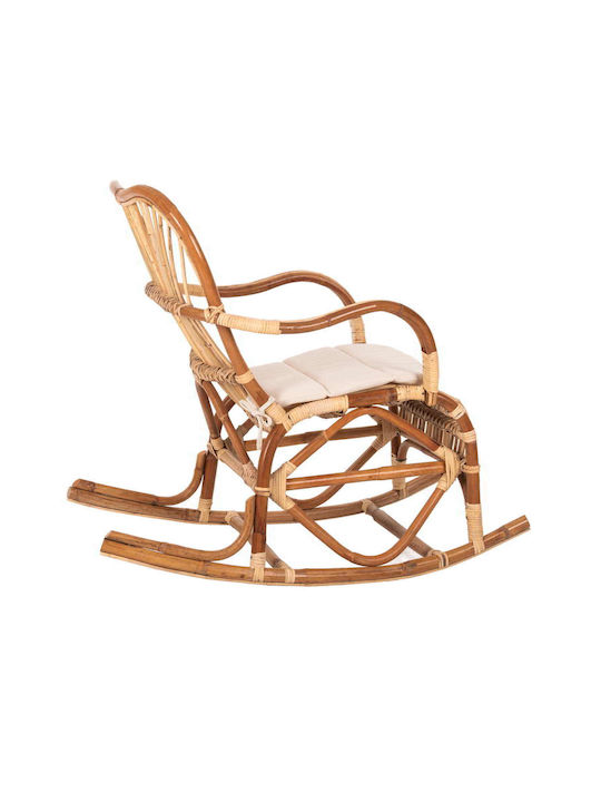 Κουνιστή Καρέκλα Rattan Santa Καφέ με Μαξιλάρι 103x60x91εκ.