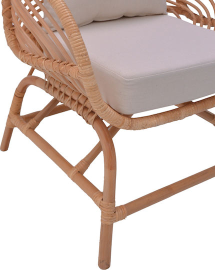 Outdoor-Sessel Rattan Caxen Natural / White mit Kissen 72x63x75εκ.