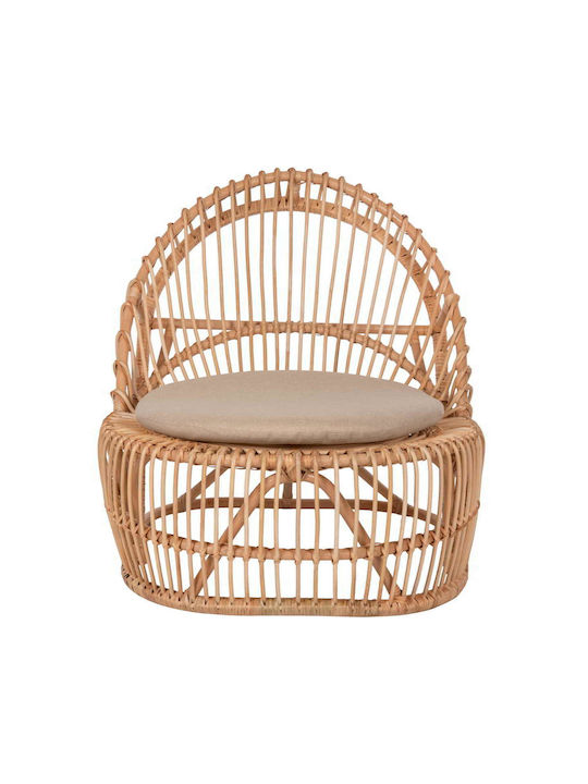 Πολυθρόνα Εξωτερικού Χώρου Rattan Entropy Φυσικό με Μαξιλάρι 80x97x85εκ.