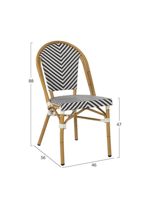 Outdoor Chair Bamboo Look BLACK-BLUE 46x56x88cm