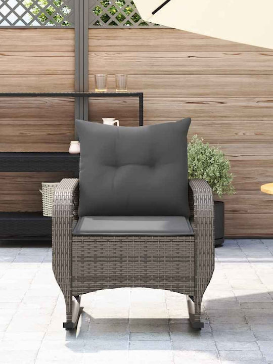Κουνιστή Καρέκλα Rattan Γκρί με Μαξιλάρι 50x60x95εκ.