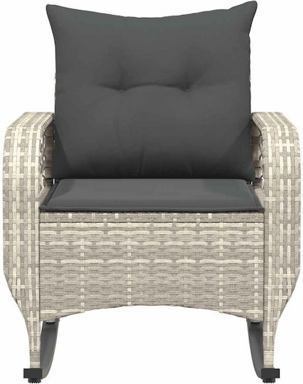 Rocking Chair Rattan Grey with Cushion 50x60x98cm