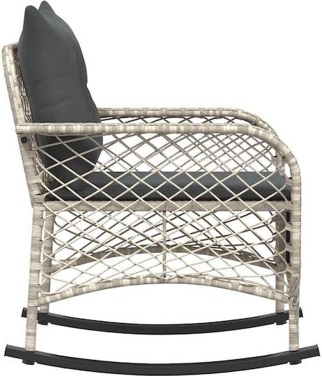 Rocking Chair Rattan Grey with Cushion 50x60x98cm