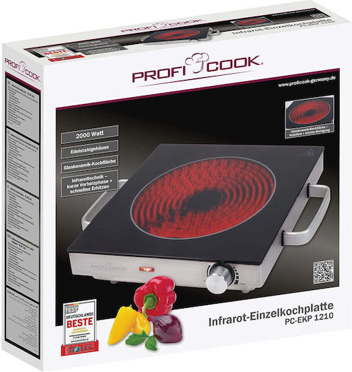 Profi Cook Επιτραπέζια Εστία Κεραμική Μονή Μαύρη