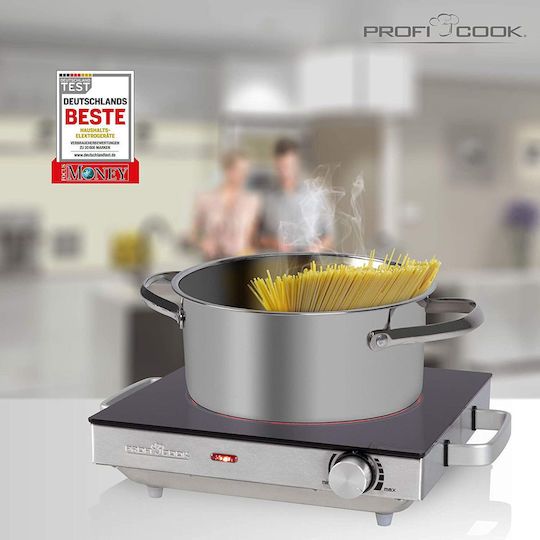 Profi Cook Επιτραπέζια Εστία Κεραμική Μονή Μαύρη