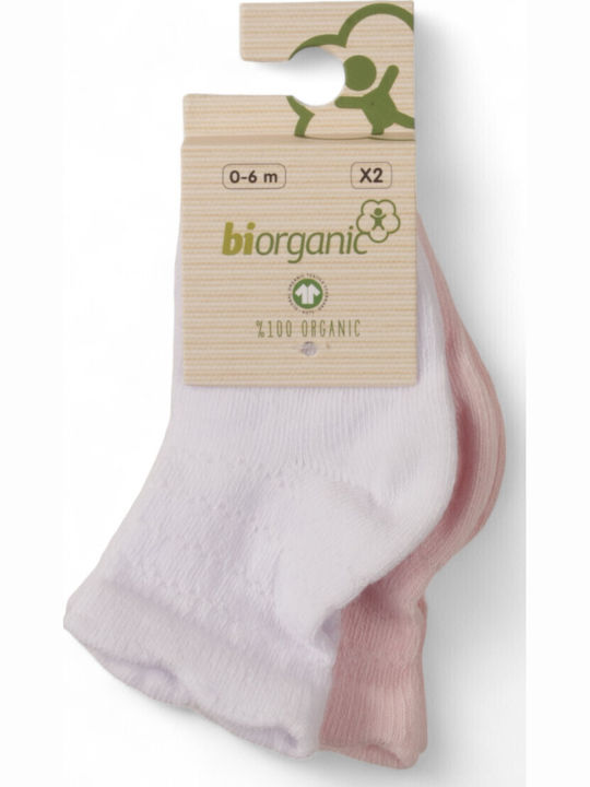 Biorganic Детски чорапи White & Pink 2 Чифта