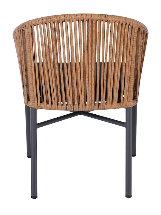 Outdoor-Sessel Rattan Braga Anthracite, Natural, Black mit Kissen 57x58x77εκ.