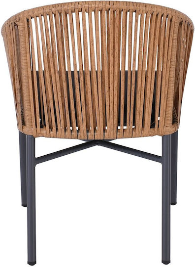 Outdoor Armchair Rattan Braga Anthracite, Natural, Black with Cushion 57x58x77cm