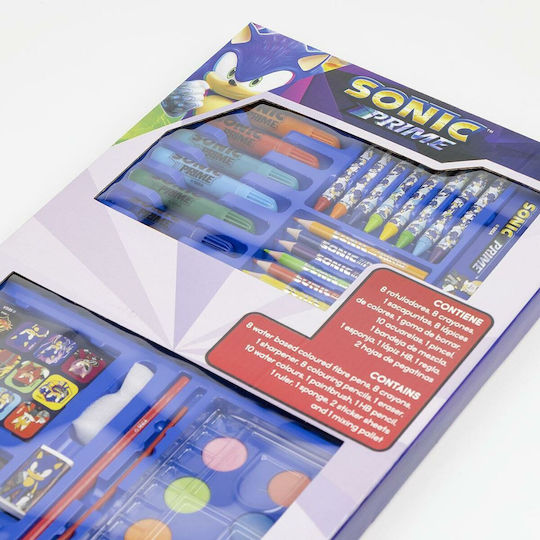Cerda Sonic Prime Colouring Set in Case 45.3x26.7cm 43 Pieces