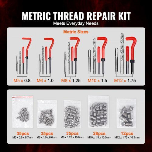 Vevor Helicoil Thread Repair Kit 166 pcs M5 M6 M8 M10 M12 Lwxlbgz166pcqc00wv0
