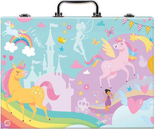 HappiHobbi Unicorn Painting Set in Case Wooden with 100 Accessories
