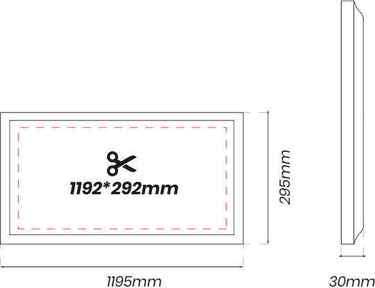Eko Light Παραλληλόγραμμο Χωνευτό LED Panel 40W με Φυσικό Λευκό Φως 4000K 120x30εκ.