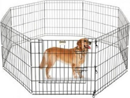 Glee Medium Net Foldable Park Dog Octagon Medium made of Metal in Silver Color 60 x 60 x 76cm