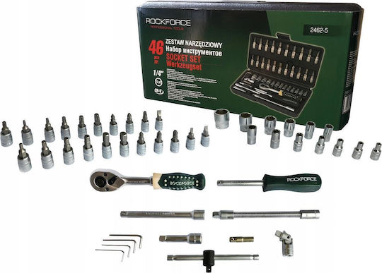 Rockforce Ратчетни и гнездови гарнитури 1\4" 46бр
