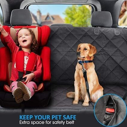 Waterproof Seat Car for Dog Waterproof Quilted Car Crate with Pockets 136cm x 120cm Black Black
