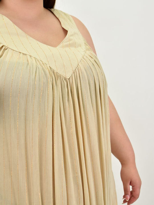 Women's Sleeveless Beige Kaftan 20109