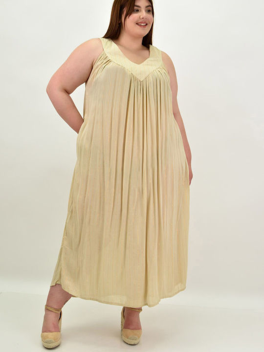 Women's Sleeveless Beige Kaftan 20109