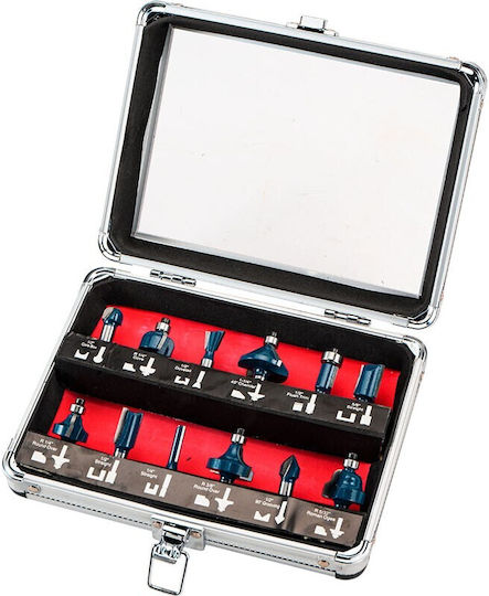 Bormann Pro BHT1620 Set Cutters for Router Cutter Set Carbide 8mm 12pcs