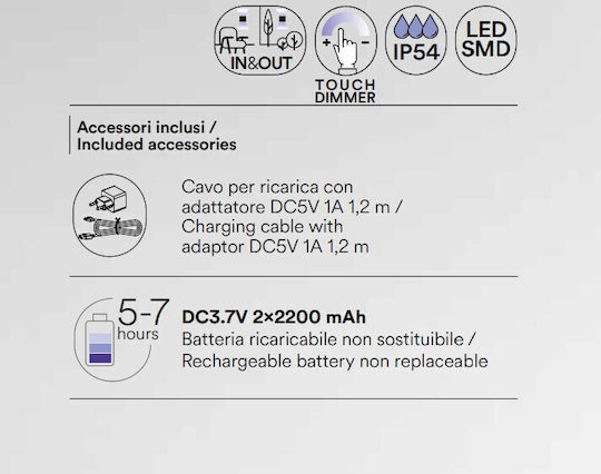 Fan Europe Διακοσμητικό Φωτιστικό Cocktail LED Θερμό Λευκό 3000K 29.5x12x12εκ.
