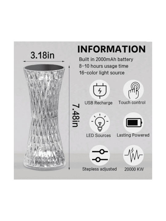 Andowl Διακοσμητικό Φωτιστικό LED RGBW 8x19εκ.