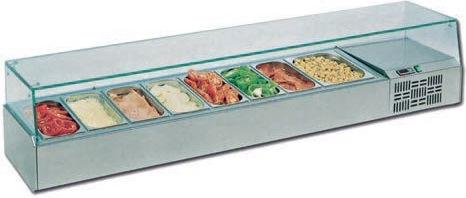 Karamco Maintenance Showcase Tabletop with Capacity 10x1/4 GN 200x33.5x43.5cm Vetro 4