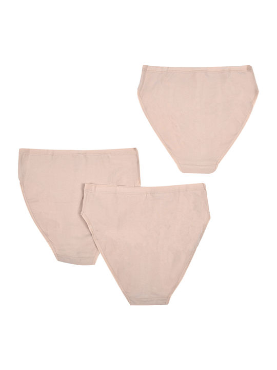 Βαμβακερά Ψηλόμεσα Γυναικεία Slip 3Pack Beige / Black / White