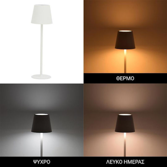 Επιτραπέζιο Φωτιστικό Αφής Led Brave Ι Pakoworld Επαναφορτιζόμενο Λευκή Απόχρωση Φ11.5x37εκ