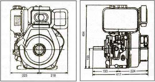 Kraft Κινητήρας Πετρελαίου 498cc 11hp με Σφήνα και Μίζα (Ρεζερβουάρ 5.5lt)