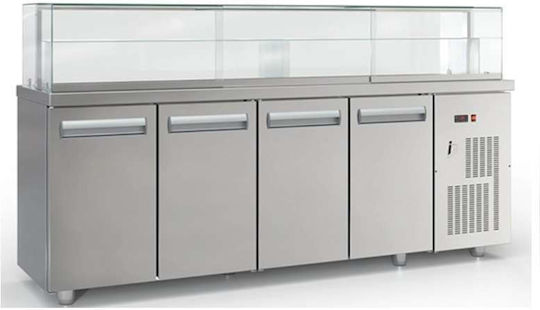 Inox Dobros Kühlvitrine Standgerät mit Kapazität 1200Es 225x70x126cm
