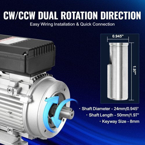 Single-phase Electric Motor 1.1 Kw 2800 Rpm 90s B34 Frame 7.1 A 220 V/50 Hz