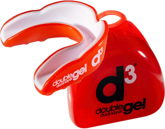 D3 Double Dual Layer Gel Mouthguard Μασελάκι Προστασίας Αθλητών 12+ Years Old Orange White