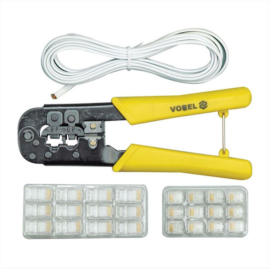 Vorel Πρέσα Ακροδεκτών Δικτύου RJ11, RJ45 με Απογυμνωτή και Μόνωση (Μήκος 180mm)