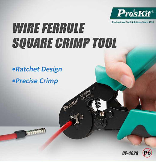 Proskit Proskit Crimping Pliers Cross-Section Range 0.08 - 10mm² with Ratchet Mechanism Length 173mm