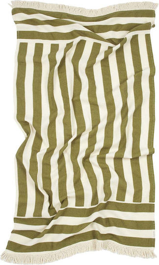 Nobodinoz Portofino Green Classic Beach Towel 150x84cm with Fringes