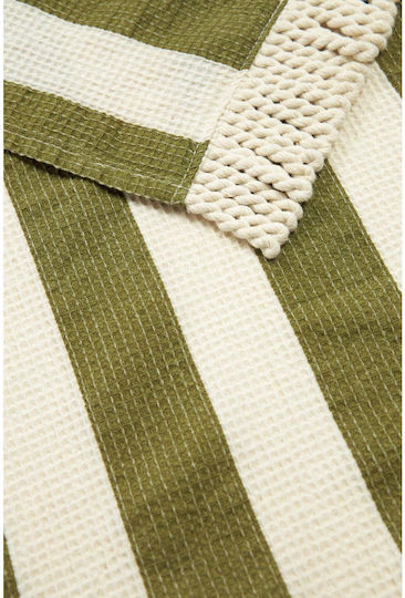 Nobodinoz Portofino Green Classic Beach Towel 150x84cm with Fringes