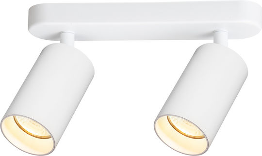 Eko Light Διπλό Σποτ με Ντουί GU10 σε Λευκό Χρώμα
