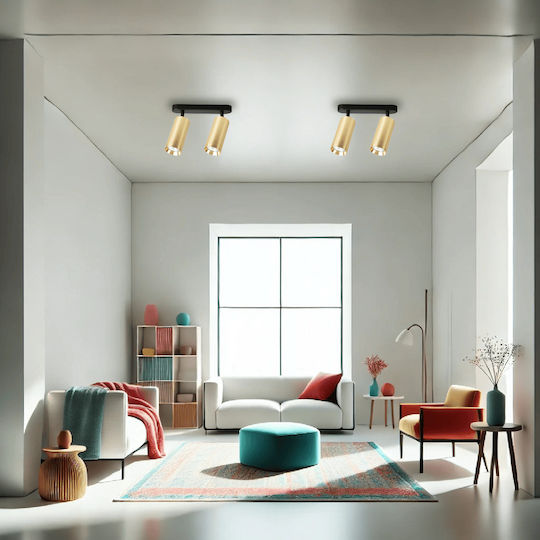 Eko Light Διπλό Σποτ με Ντουί GU10 σε Χρυσό Χρώμα