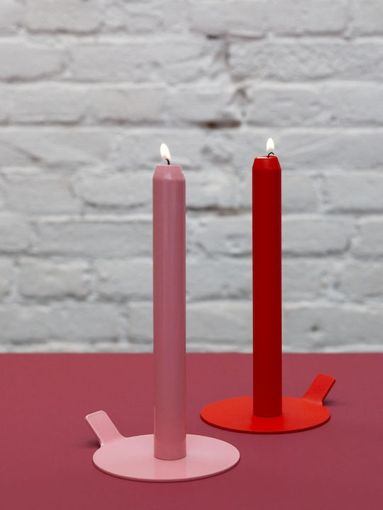 DesignNest Σετ Κηροπήγια Μεταλλικά σε Κόκκινο Χρώμα 18.5x16x29εκ. 3τμχ