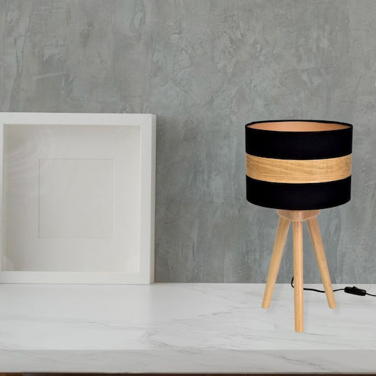 Eko Light Wood Table Lamp for Socket E27 with Orange Shade and Base