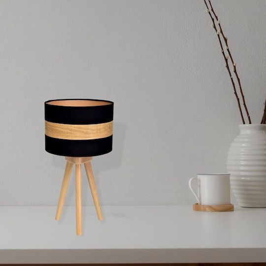 Eko Light Wood Table Lamp for Socket E27 with Orange Shade and Base