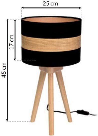 Eko Light Wood Table Lamp for Socket E27 with Orange Shade and Base