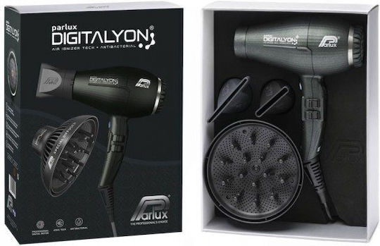 Parlux Digitalyon Magic Sense Ionic Professional Hair Dryer with Diffuser 2400W Charcoal