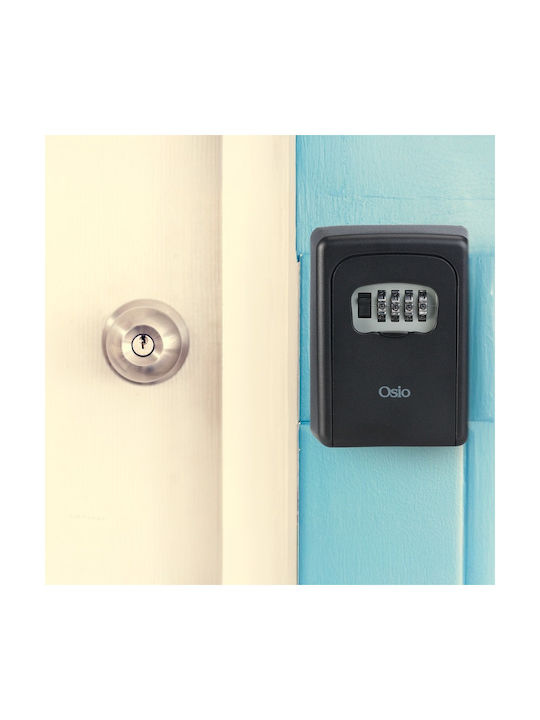 Osio Wall-mounted Combination Key Holder Metallic with Combination Dial 9x4x12cm