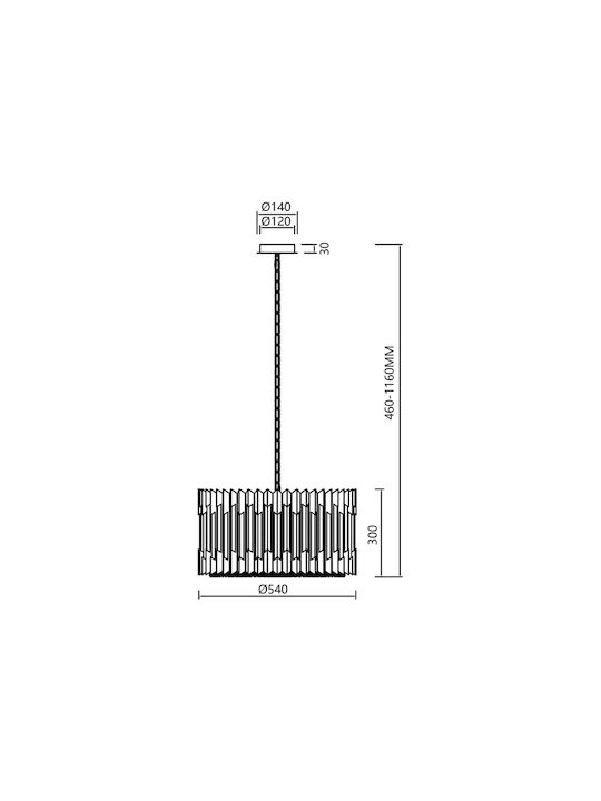 Eko Light Πολυέλαιος με Κρύσταλλα Χρυσός ML0395