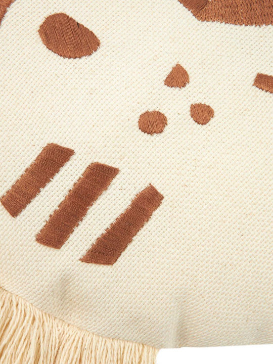 Landscape Pillow Tiger Face Brown Natural 35x30x10