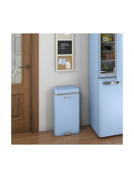 Swan Coș Retro De Gunoi Din Oțel Inoxidabil Cu Senzor Albastru 45lt