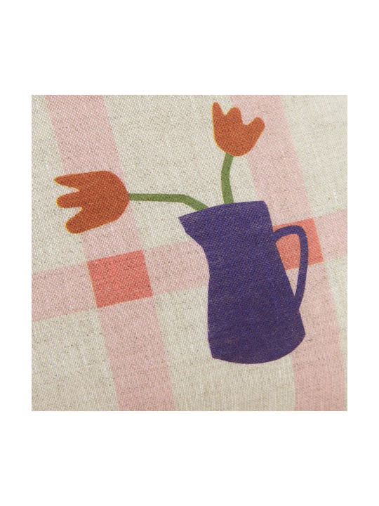 Vibes Rectangular Cushion Pink Windowpane Tulips 44x25 M