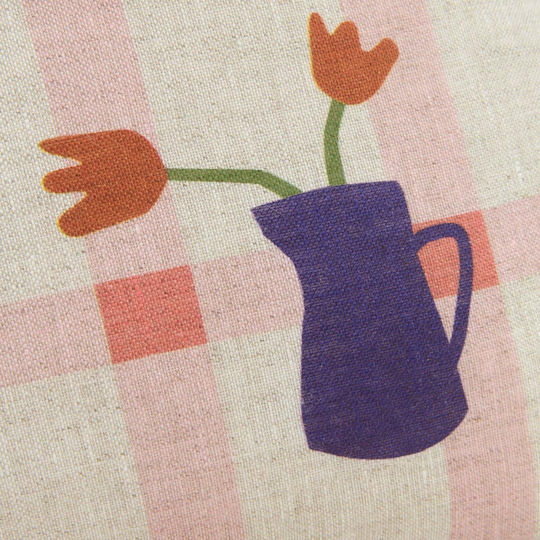 Vibes Rectangular Cushion Pink Windowpane Tulips 44x25 M